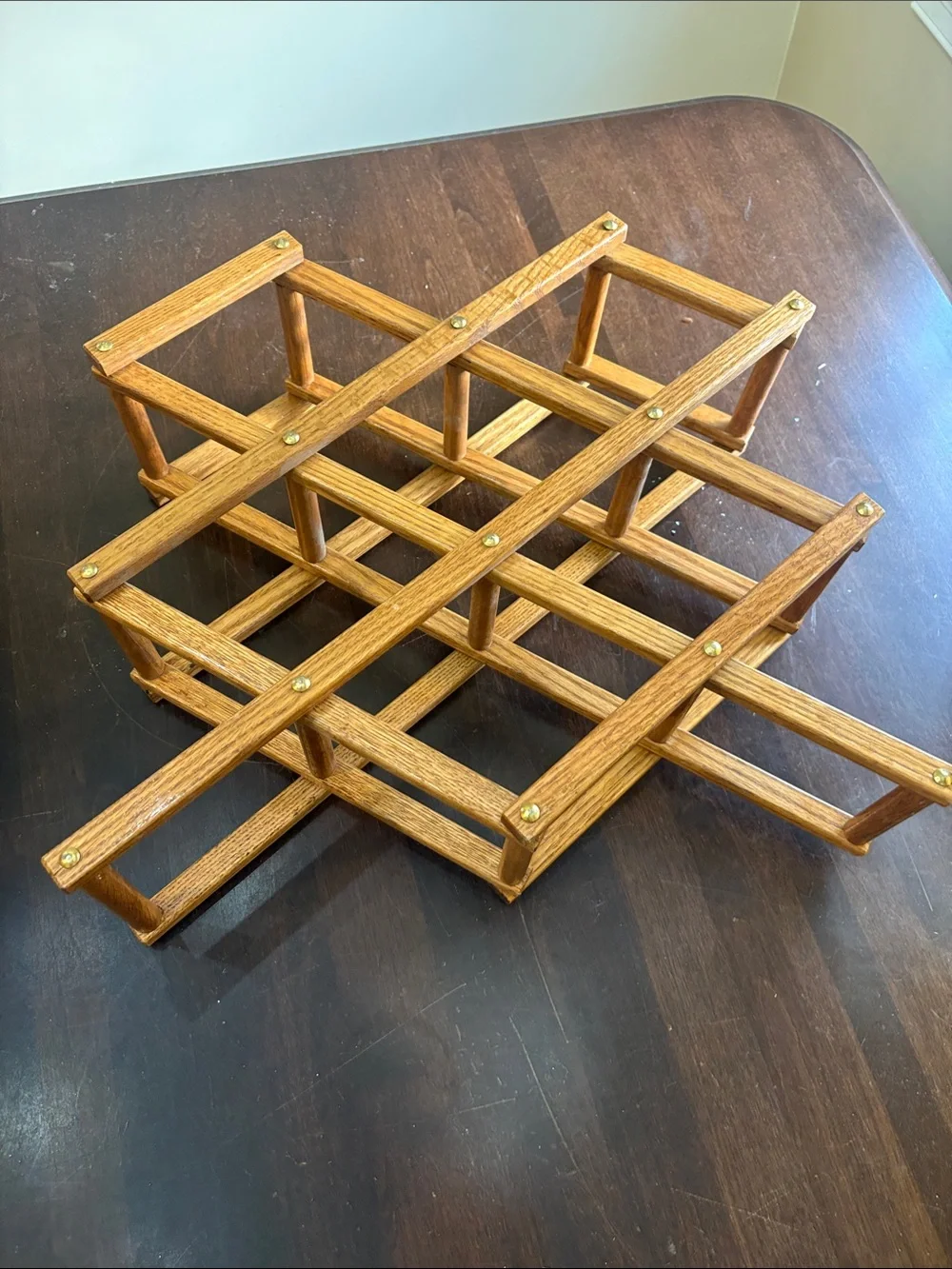 Wooden Folding Rack with Brass Accents - Light Oak